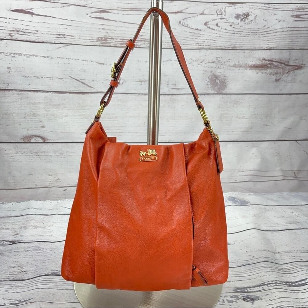 Coach hobo orange Madison Isabelle Leather shoulder